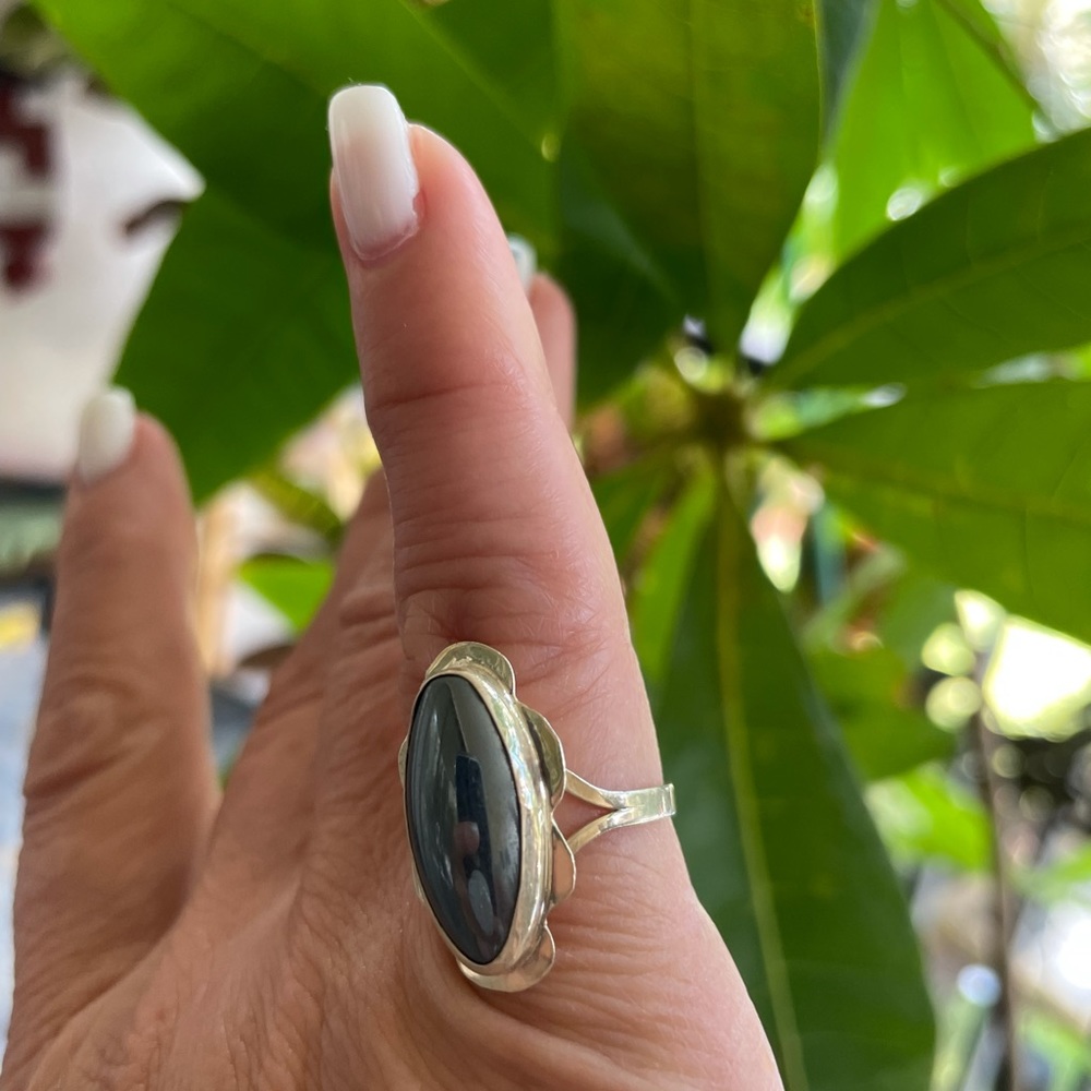 Hematite crystal stone S925 sterling silver ring - Picture 4 of 16
